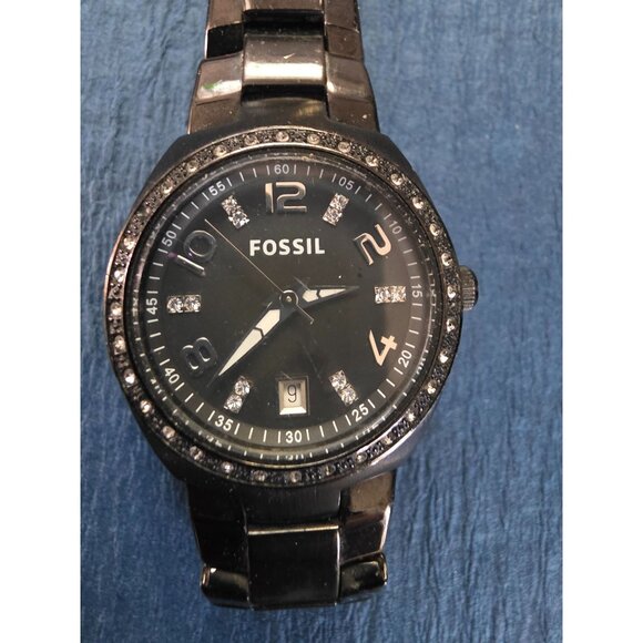Fossil Black Stainless Steel Watch With Crystal Accents - Picture 2 of 4